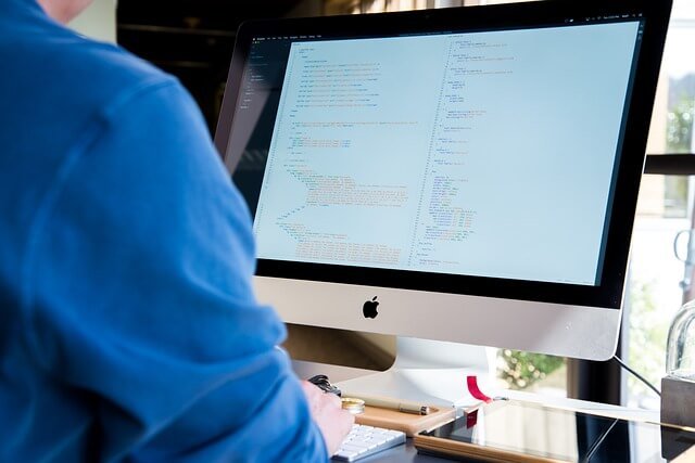 entrepreneur:a man working on an apple PC