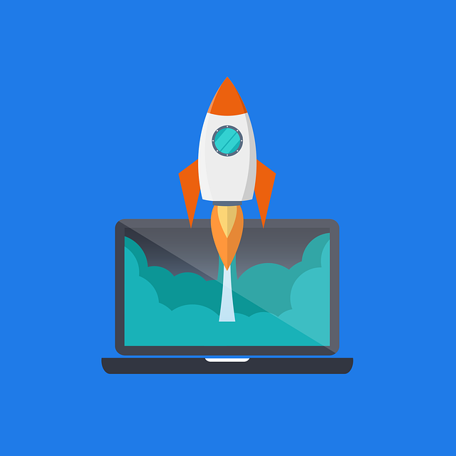 entrepreneur: a rocket flying out of a laptop